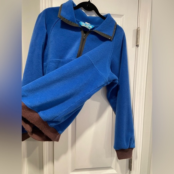 VTG Woolrich Size S Teton Blue Brown Quarter Zip Pullover Jacket Collar 90s - Picture 5 of 9
